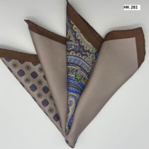 Brown and Mocha Print Silk Pocket Square