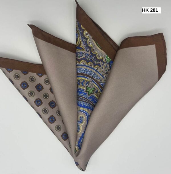 Brown | Mocha | Print | Silk Pocket Square