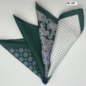 Dark Emerald Print Silk Pocket Square