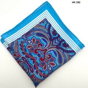 Turquoise | Navy | Print | Silk Pocket Square
