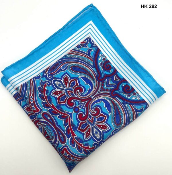 Turquoise | Navy | Print | Silk Pocket Square