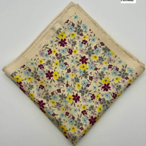 Beige Floral Silk Pocket Square