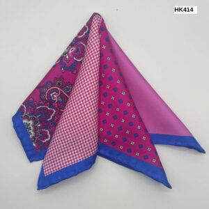 Magenta | Indigo Blue | Print | Silk Pocket Square