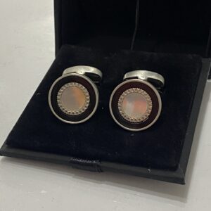 Black | Silver and Mother of Pearl Round Cufflink