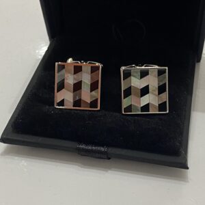 Mother of Pearl | Onyx and Silver Square Cufflink