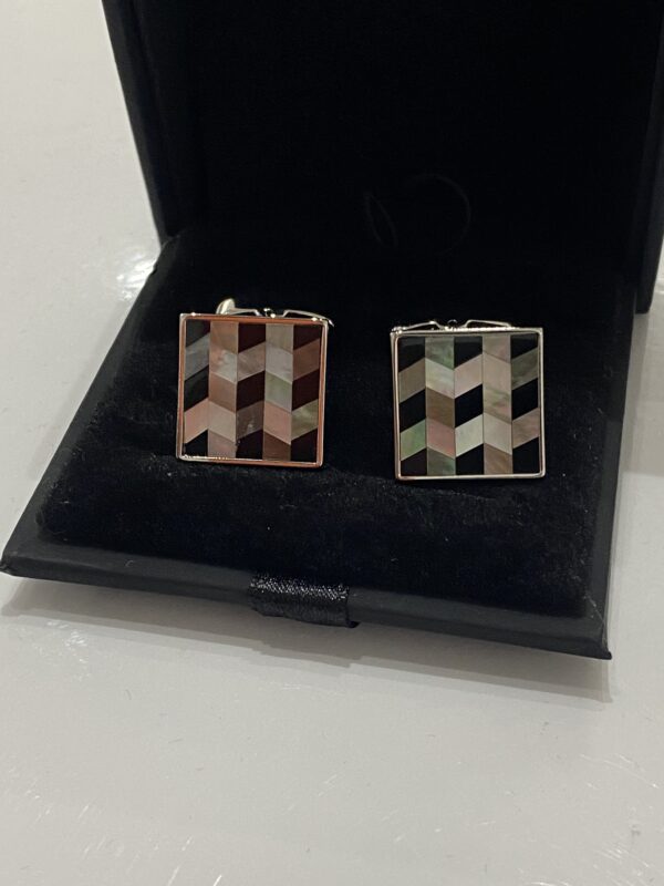 Mother of Pearl | Onyx and Silver Square Cufflink