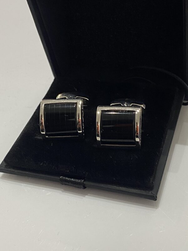Onyx and Silver Cufflink