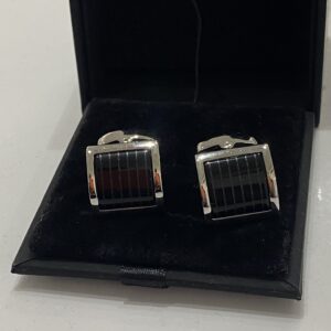 Black and Silver Stripe Square Cufflink