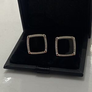 Onyx and Silver Square Cufflink