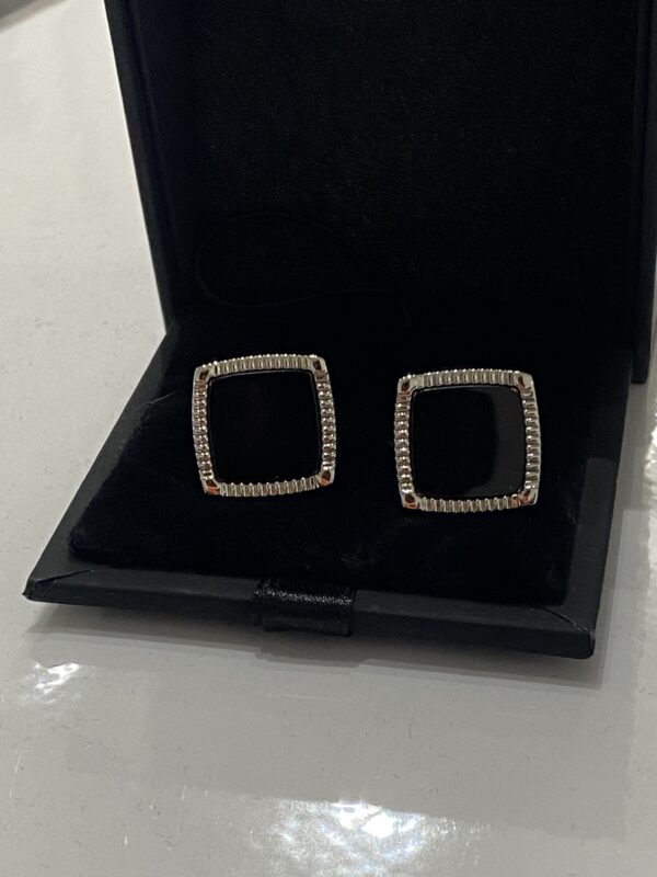 Onyx and Silver Square Cufflink