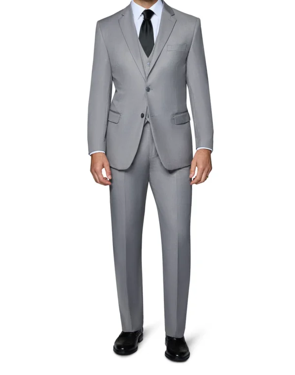 3 Piece | Heather Grey | Notch Lapel | Slim Fit Suit