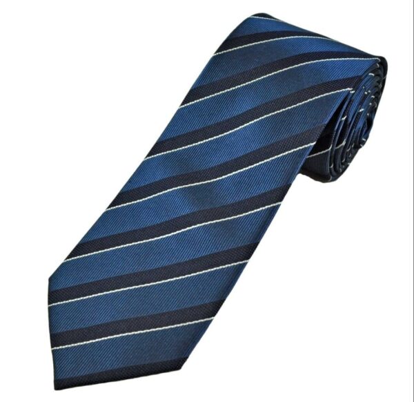 Navy | Steel Blue | Stripe | Silk Tie