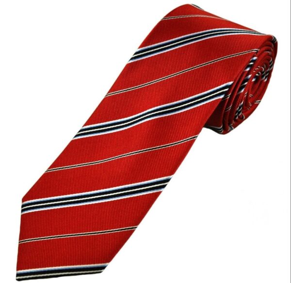 Red | Grey | White | Stripe | Silk Tie