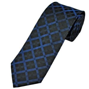 Charcoal | Blue | Diamond Print | Silk Tie
