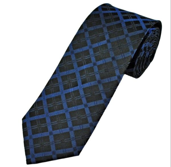 Charcoal | Blue | Diamond Print | Silk Tie