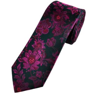 Fuchsia | Black | Floral | Silk Tie