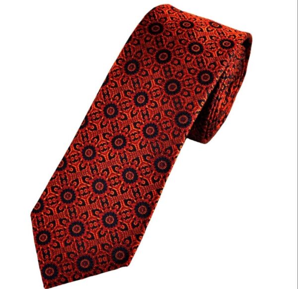 Rust | Black | Print | Silk Tie