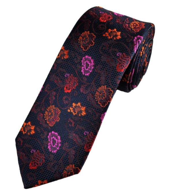 Navy | Rust | Pink | Floral | Textured | Silk Tie