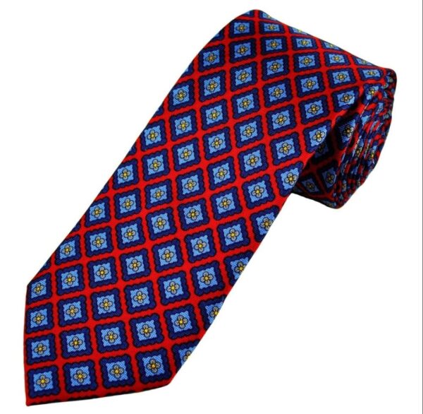 Indigo Blue | Red | Print | Silk Tie