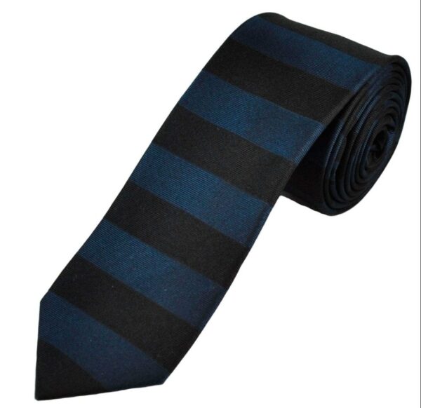 Navy | Black | Horizontal Stripe | Silk Tie