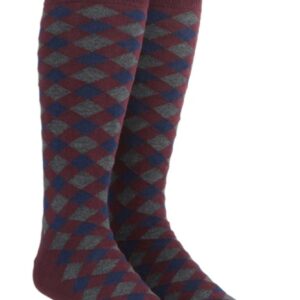 Blue | Grey and Wine Red Diamond Socks