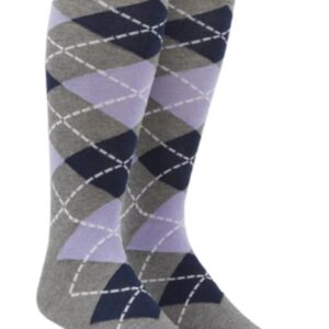 Light Grey | Lavender and Navy Blue Argyle Socks
