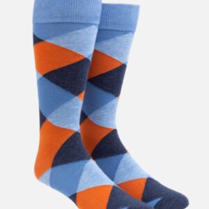 Orange and Shades of Blue Socks