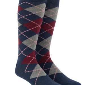 Burgundy | Grey and Navy Blue Argyle Socks