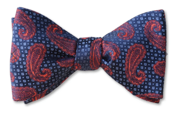 Wine | Navy | Print | Silk Bow Tie
