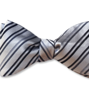 Silver | Navy | Stripe | Silk Bow Tie