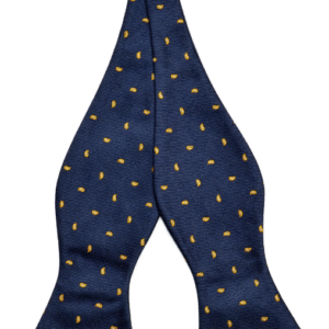 Navy | Yellow | Textured | Silk Self-tie Bow Tie