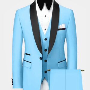 3 Piece | Turquoise | Black | Shawl Lapel | Modern Fit Tuxedo