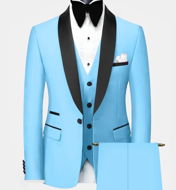 3 Piece | Turquoise | Black | Shawl Lapel | Modern Fit Tuxedo