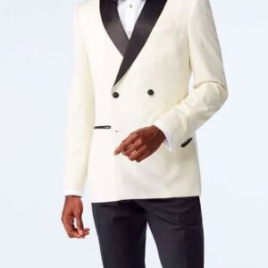 Ivory | Black | Double-breasted | Peak Lapel | Slim Fit Tuxedo