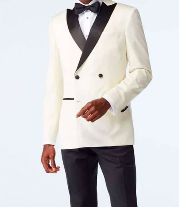 Ivory | Black | Double-breasted | Peak Lapel | Slim Fit Tuxedo