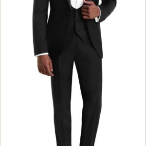 3 Piece | Black | Peak Lapel | Low Cut Vest | Slim Fit Tuxedo
