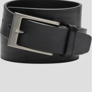 Black | Large Silver Buckle | Leather Belt