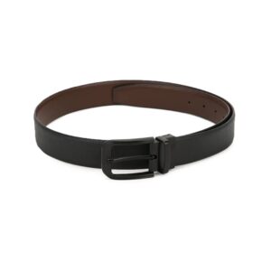 Reversible Black and Brown Black Buckle Leather Belt