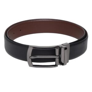 Reversible Black and Brown Large Silver Buckle Leather Belt