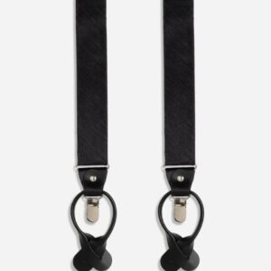 Textured Solid Black Convertible Suspenders