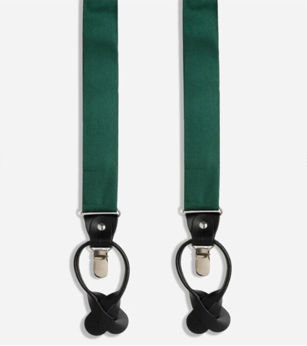 Textured Solid Green Convertible Suspender