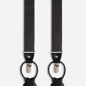 Satin Solid Charcoal Convertible Suspender