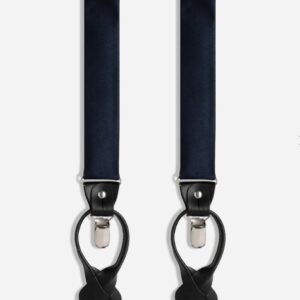 Textured Solid Navy Convertible Suspenders