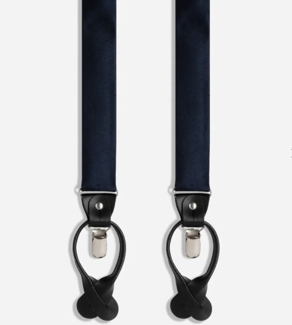 Textured Solid Navy Convertible Suspenders