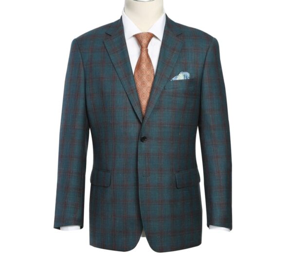 Teal Green | Rust | Window Pane | Notch Lapel | Slim Fit Blazer
