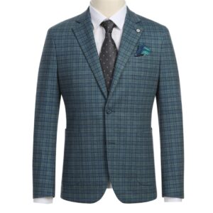 Grey | Blue | Plaid | Notch Lapel | Slim Fit Blazer