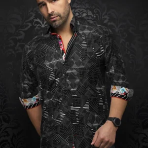 Arienzo | Black | White | Print | Long Sleeved Shirt