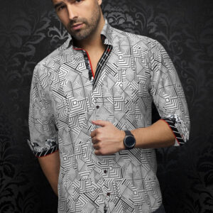 Arienzo | White | Black | Print | Long Sleeved Shirt