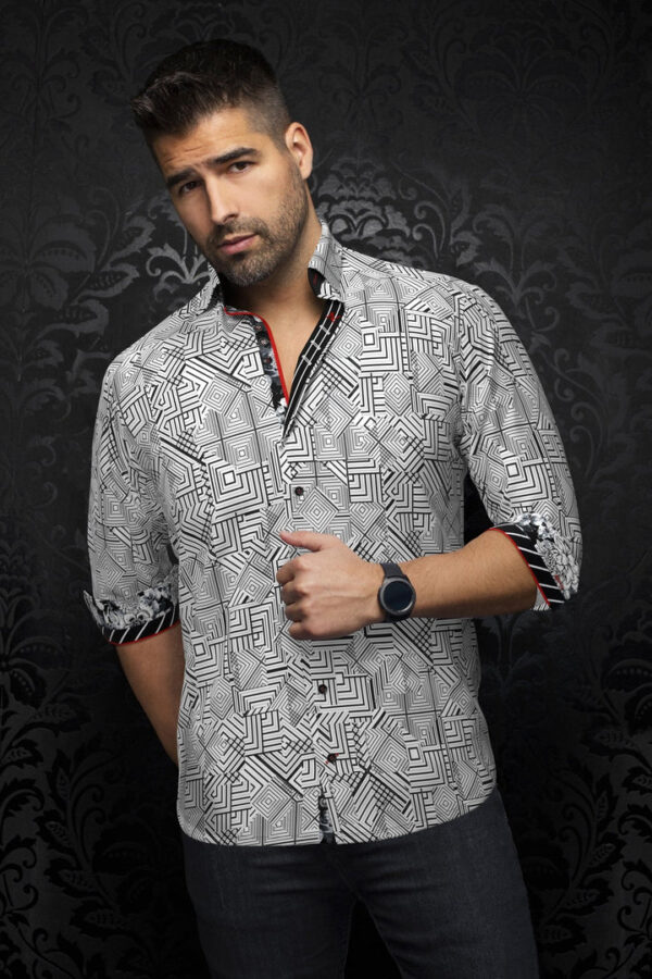 Arienzo | White | Black | Print | Long Sleeved Shirt