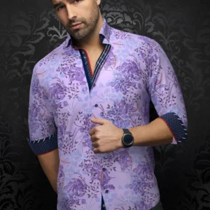 Beckett | Lavender | Navy | Floral | Print | Long Sleeved Shirt